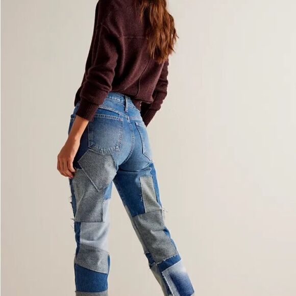 FREE PEOPLE BARE WITH ME JEANS DENIM NWT MID-RISE STRAIGHT LEG - Picture 7 of 12